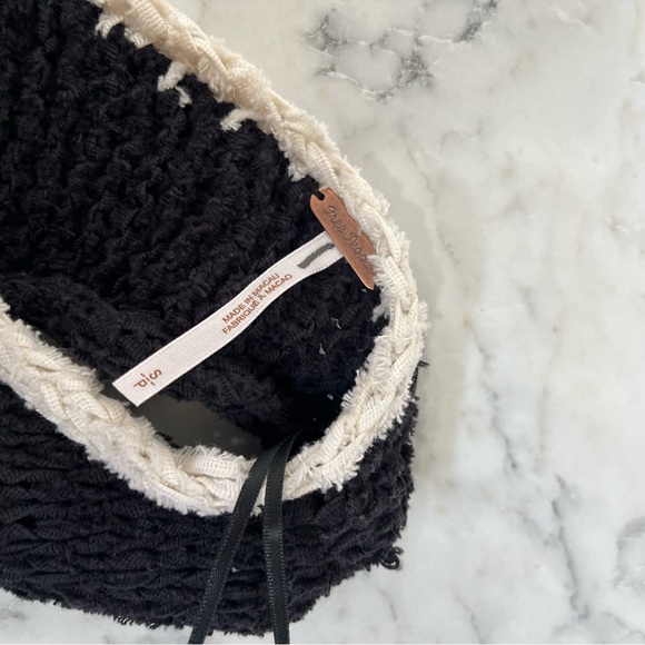 Free People‎ Sicily Shell Sweater Black Cream Knit Crop Reversible Small New - Picture 10 of 12